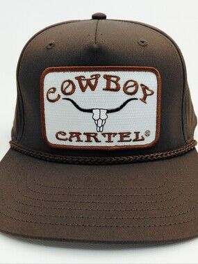 Cowboy Cartel 5 Panel Snapback Trucker Hat Cap Brown Embroidered Patch